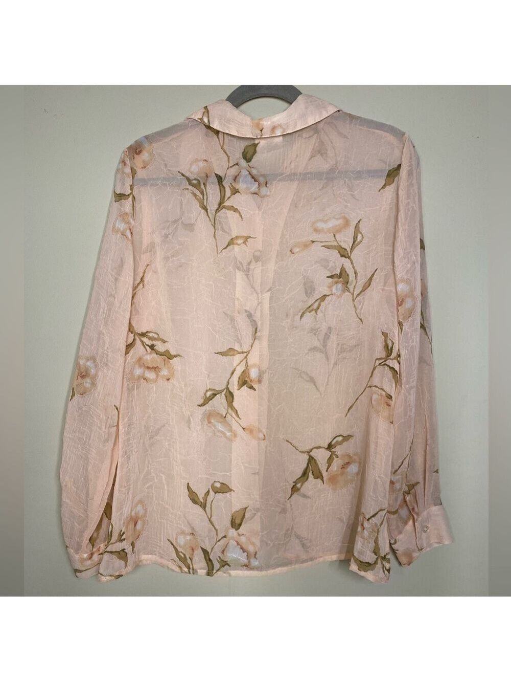 Style (Avon) Studio Pink/Peach Crinkle Pattern Blouse L
